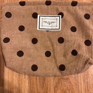 Tan and Brown Polka Dot Bag “Time to Party”